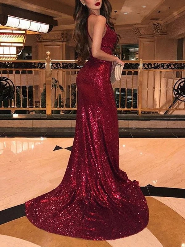 Sexy Sparkling Prom Dress with Slit, Formal Dress, Evening Dress, Pageant Dance Dresses, School Party Gown, PC0721