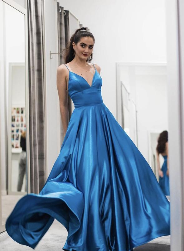 Blue Prom Dress Long, Prom Dresses Long, Evening Dress, Formal Dress, Graduation School Party Gown, PC0473 - Promcoming