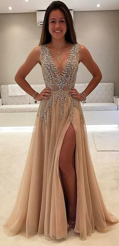 Unique Prom Dress Slit Skirt, Evening Dress, Dance Dress, Formal Dress, Graduation School Party Gown, PC0579 - Promcoming