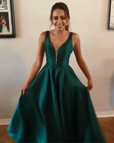 Green Prom Dress with Pockets, Prom Dresses, Evening Dress, Dance Dress, Graduation School Party Gown, PC0413 - Promcoming
