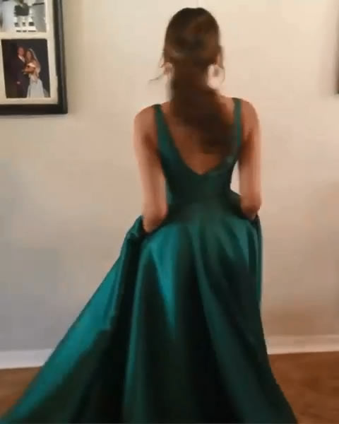 Green Prom Dress with Pockets, Prom Dresses, Evening Dress, Dance Dress, Graduation School Party Gown, PC0413 - Promcoming