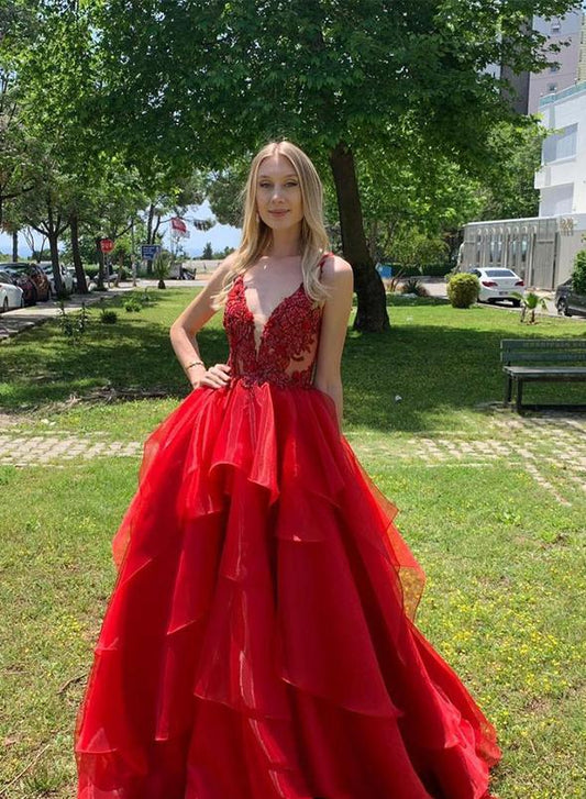 Red Prom Dresses, Formal Dress, Evening Dress, Dance Dresses, School Party Gown, PC0786