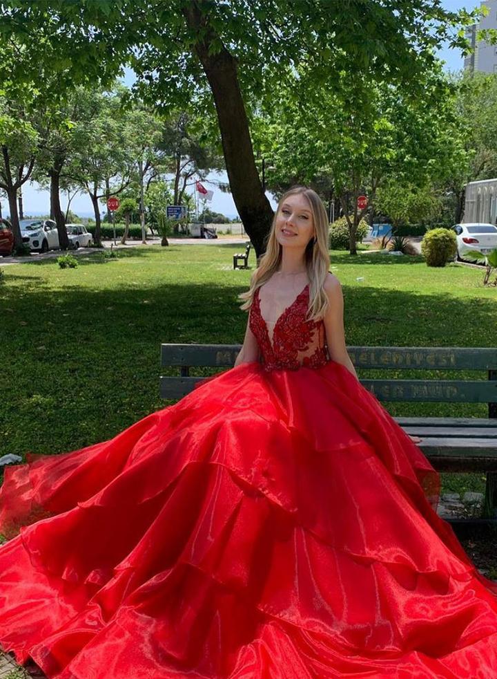 Red Prom Dresses, Formal Dress, Evening Dress, Dance Dresses, School Party Gown, PC0786