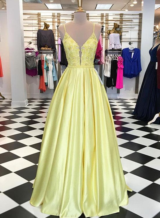 Yellow Prom Dress, Formal Dress, Evening Dress, Pageant Dance Dresses, School Party Gown, PC0778